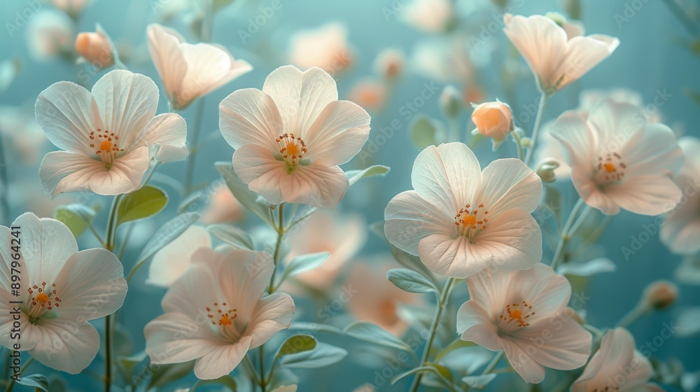 Delicate white flowers in bloom - generative ai Delicate white flowers in bloom - generative ai