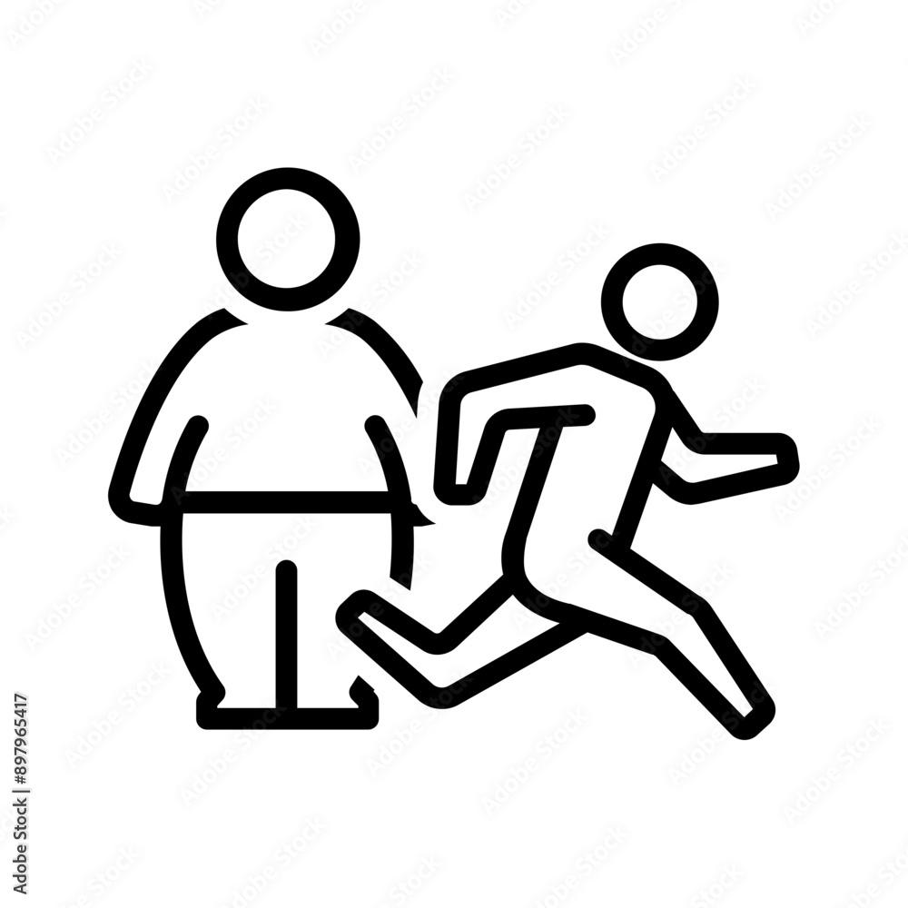 Vector black line icon for weight loss Vector black line icon for weight loss