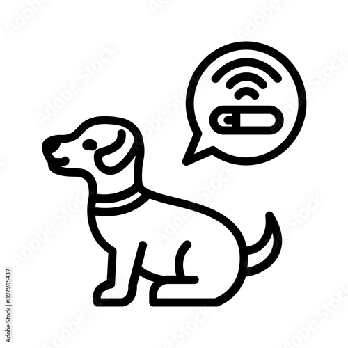 Vector black line icon for animal microchip
