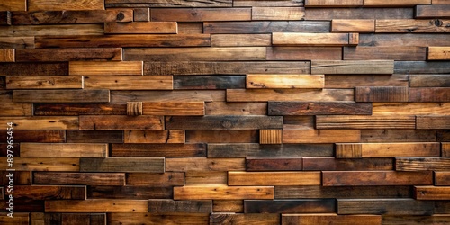 Rustic wooden wall created from bourbon barrel staves with dark brown stain, showcasing textured plank pattern, rich wood tones, and warm distressed aesthetic.