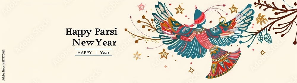 A vibrant and traditional Parsi symbol, celebrating Parsi New Year with wishes for prosperity and happiness in the new year.illustration A vibrant and traditional Parsi symbol, celebrating Parsi New Year with wishes for prosperity and happiness in the new year.illustration