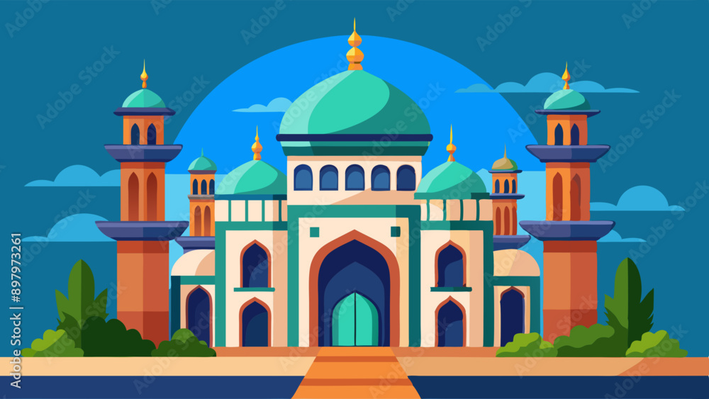 muslim mosque flat style vector illustration. background for ramadan kareem, eid mubarak muslim mosque flat style vector illustration. background for ramadan kareem, eid mubarak