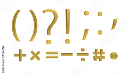 Golden metallic punctuation marks 