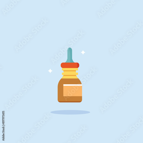 Illustration of liquid medicine for treating irritated wounds and various health diseases