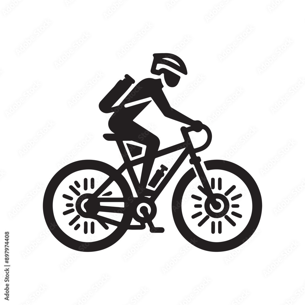 Obraz premium Cyclist vector illustration silhouette