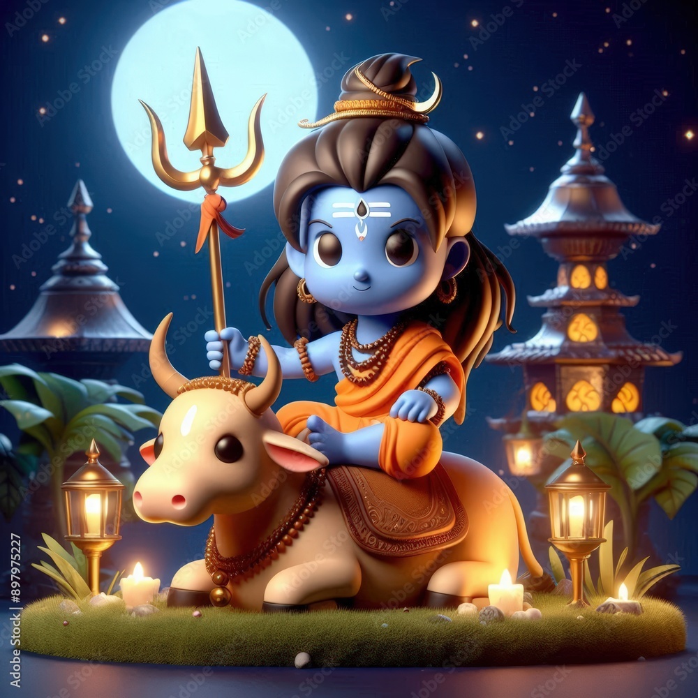 Naklejka premium Maha Shivratri, a Hindu festival celebrated of Shiva Lord 