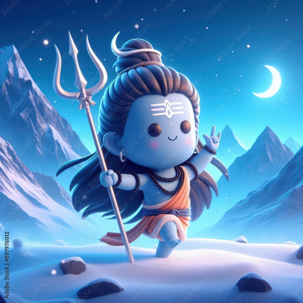 Naklejka premium Maha Shivratri, a Hindu festival celebrated of Shiva Lord 
