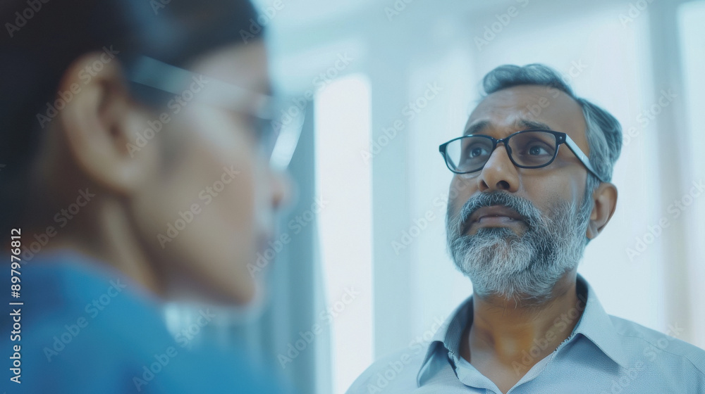 indian Middle Age Man looking up indian Middle Age Man looking up