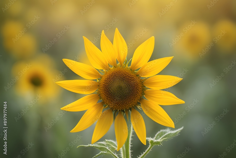 Fototapeta premium Maximilian sunflower flower bokeh background, Ai Generated