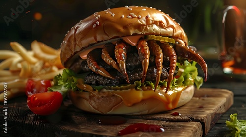 A Monster Burger with a Spooky Twist photo