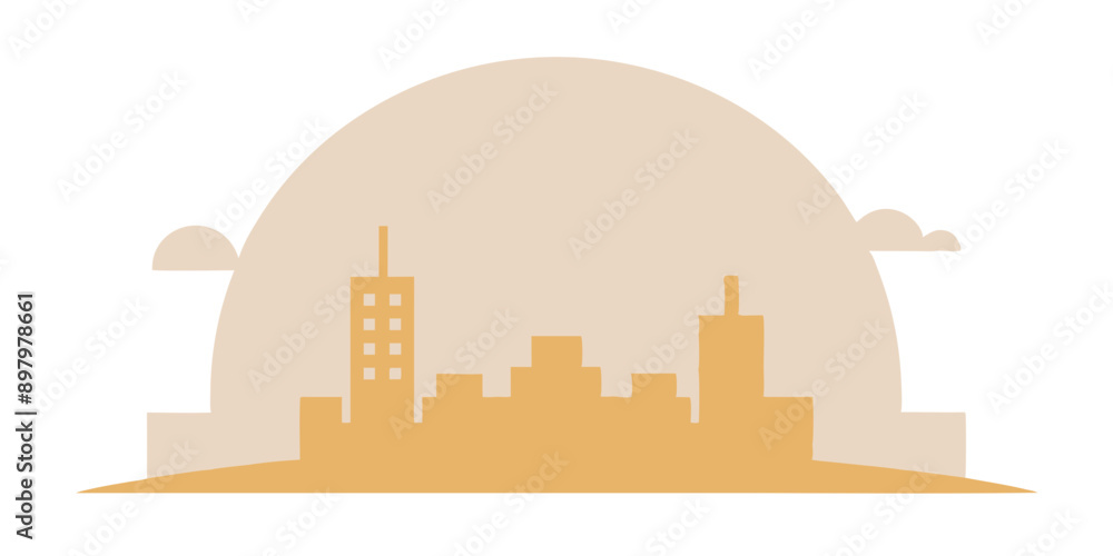 Flat Minimalistic Sunrise City Vector Art: Perfect for Contemporary Projects Flat Minimalistic Sunrise City Vector Art: Perfect for Contemporary Projects
