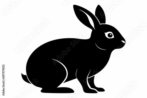 Rabbit silhouettes. Silhouette shadow illustration of a rabbit on white background. Vector illustration.