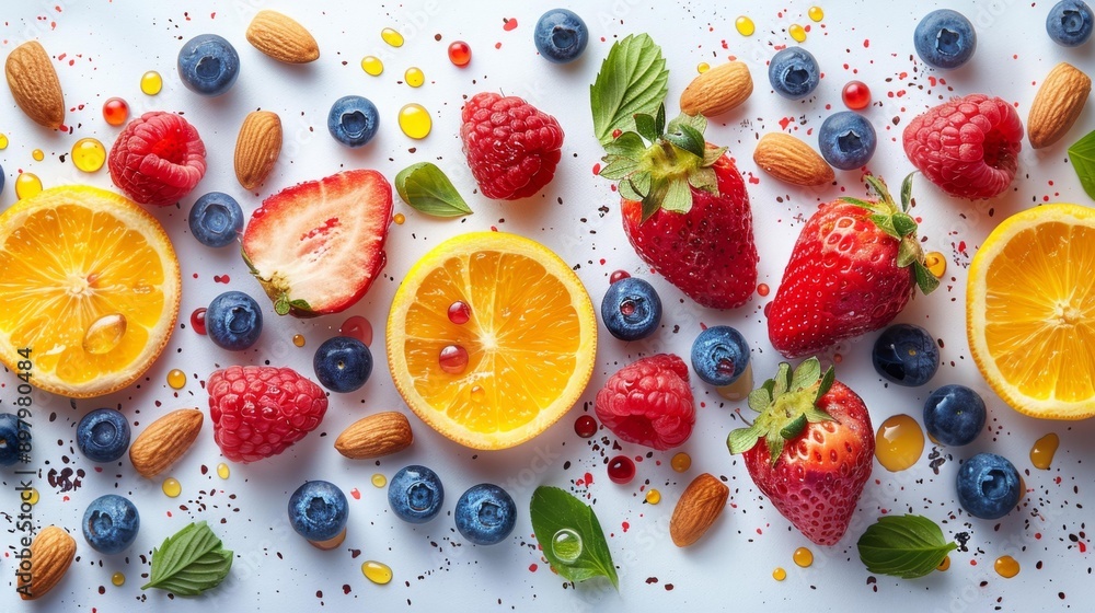 Colorful fresh fruits and nuts - generative ai Colorful fresh fruits and nuts - generative ai