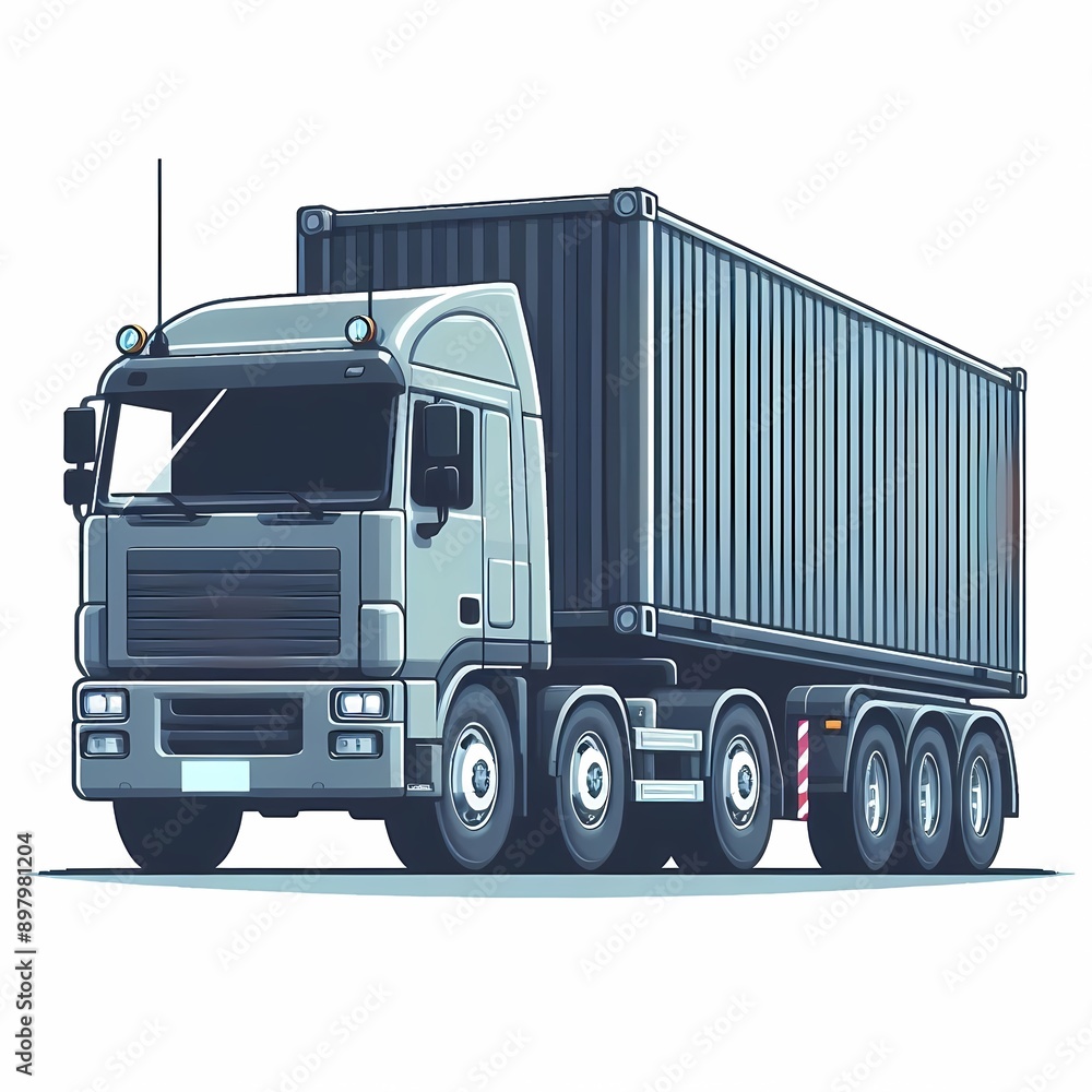 Сargo container truck for transport vector illustration isolated on a white background Сargo container truck for transport vector illustration isolated on a white background