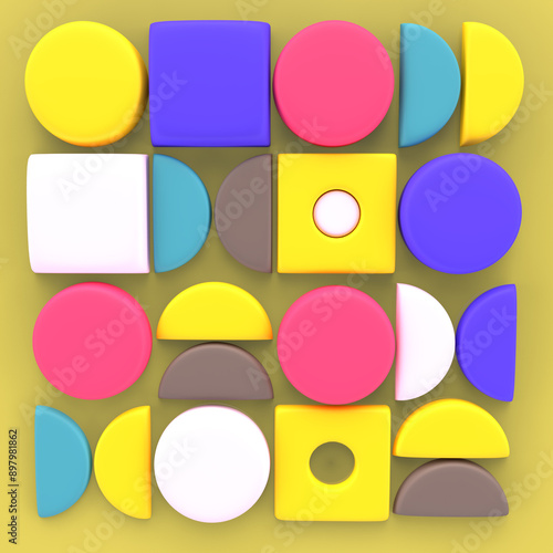 geometric background with squares 3d render