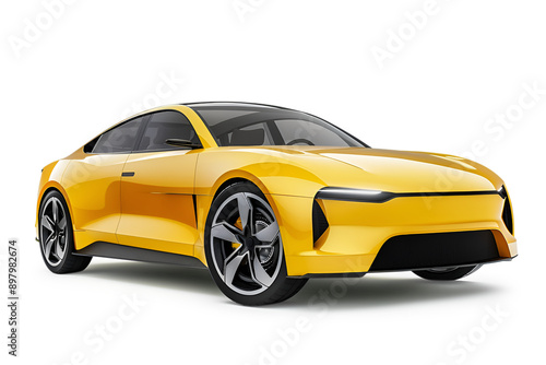 Electric sedan car in concept, EV car isolated