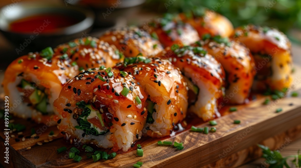Sushi rolls with fresh ingredients - generative ai Sushi rolls with fresh ingredients - generative ai