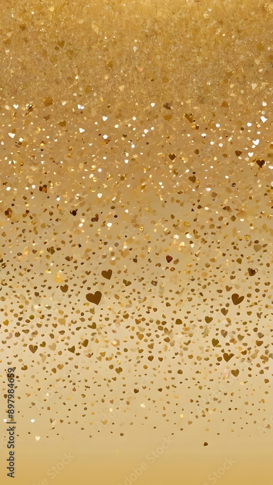 Gradient background of color gold with tiny glitter of gold and hearts Gradient background of color gold with tiny glitter of gold and hearts