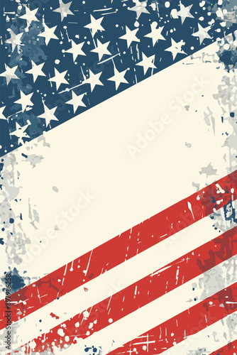 Grunge American flag background, space for text