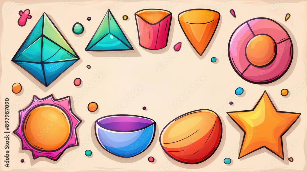 Vibrant abstract geometric shapes bursting with color and doodles, perfect for adding a modern touch to any design project. Vibrant abstract geometric shapes bursting with color and doodles, perfect for adding a modern touch to any design project.