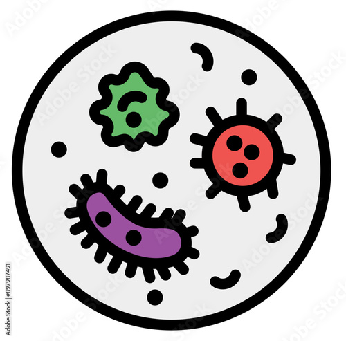 Microorganism Filled Line Icon Illustration