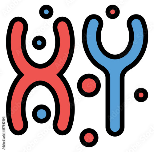 Chromosome Filled Line Icon Illustration