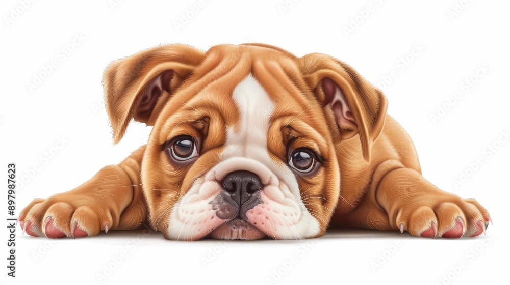 Adorable Bulldog puppy illustration, perfect for dog lovers, bright and charming on a clean white background. Adorable Bulldog puppy illustration, perfect for dog lovers, bright and charming on a clean white background.