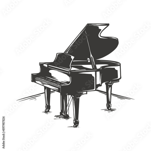 classic grand piano black and white