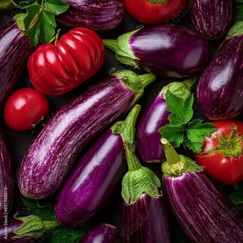 aubergine vegetables food, AI generated photo