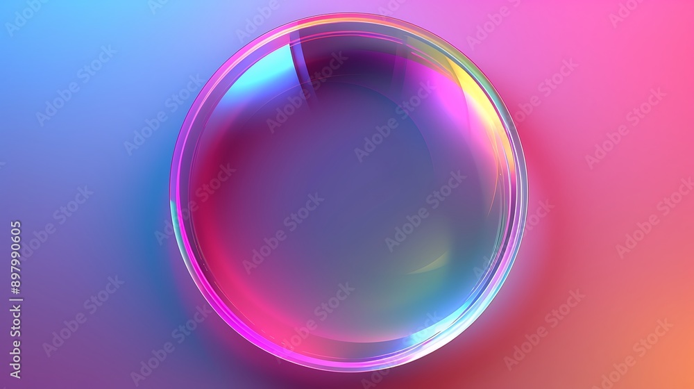 Obraz premium Color gradient circle with vector grain noise texture, holographic blur abstract background in neon iridescent colors, captured with HD clarity