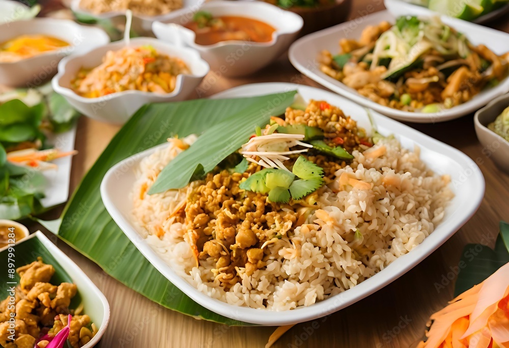 Stir-fried rice with a variety of mixed ingredients, creating a flavorful and satisfying dish.
Stir-fried rice with a variety of mixed ingredients, creating a flavorful and satisfying dish.