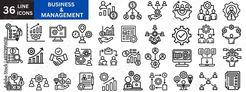 Wallpaper Mural  Business Management outline icons . Business Management Outline Icon Collection. Torontodigital.ca