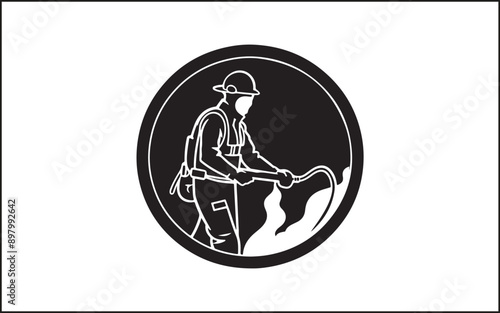 Fireman gesture silhouette. Good use for symbol, logo, web icon, mascot, sign, or any design you want. accident, emblem, emergency, firefighters, extinguishing, emergency exit, lifestyles, protective