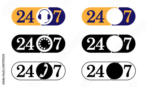 24 by 7. Nonstop. Twenty-four hours a day. Illustration.