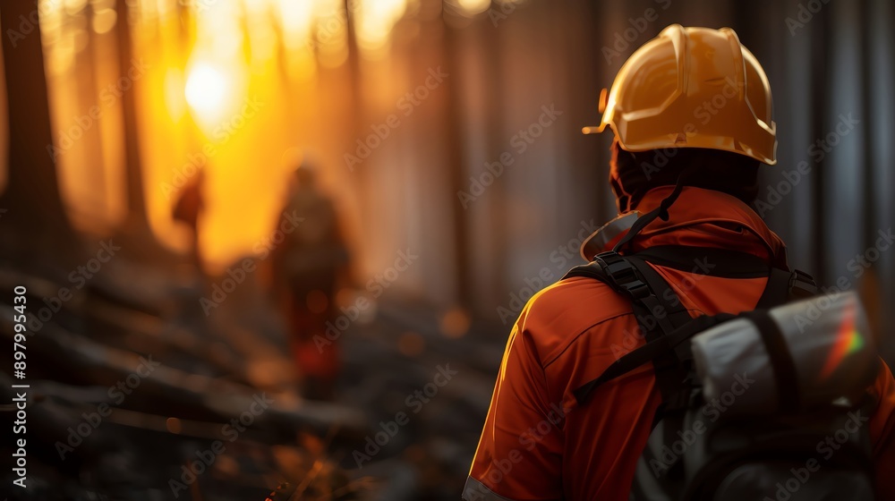 Wildfire rescue team, burnt mountain operation, coniferous forest, detailed scene Wildfire rescue team, burnt mountain operation, coniferous forest, detailed scene