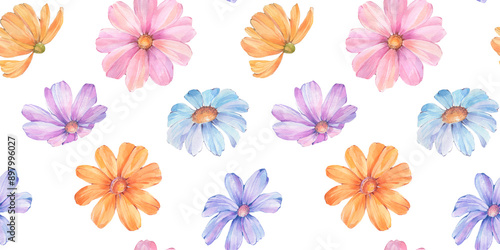 seamless botanical pattern drawn in watercolor, isolated on a white background, for print design, wallpaper and packaging