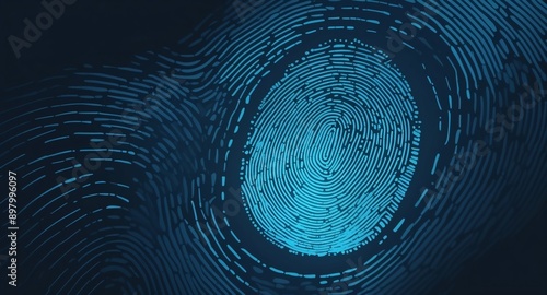 blue digital fingerprint scan pattern technology abstract background digital artwork