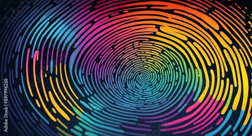 colorful digital fingerprint scan pattern technology abstract background digital artwork