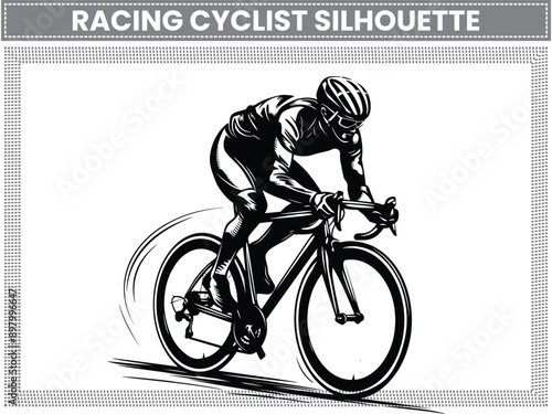 Racing Cyclist silhouette, Bicycle icon, Bicycle race silhouettes Cycling race flat icon, Cyclist sign, Road Cyclist Silhouette, Sports