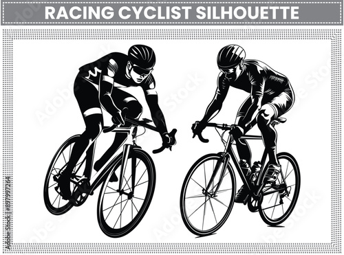 Racing Cyclist silhouette, Bicycle icon, Bicycle race silhouettes Cycling race flat icon, Cyclist sign, Road Cyclist Silhouette, Sports