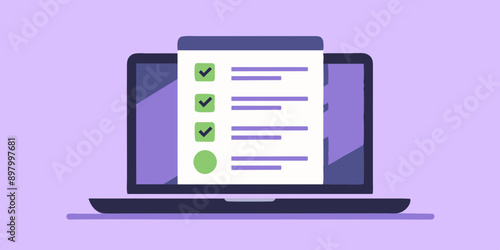 Efficient Task Management: Laptop Checklist Featuring All Green Ticks