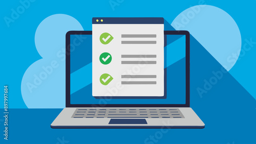 Efficient Task Management: Laptop Checklist Featuring All Green Ticks