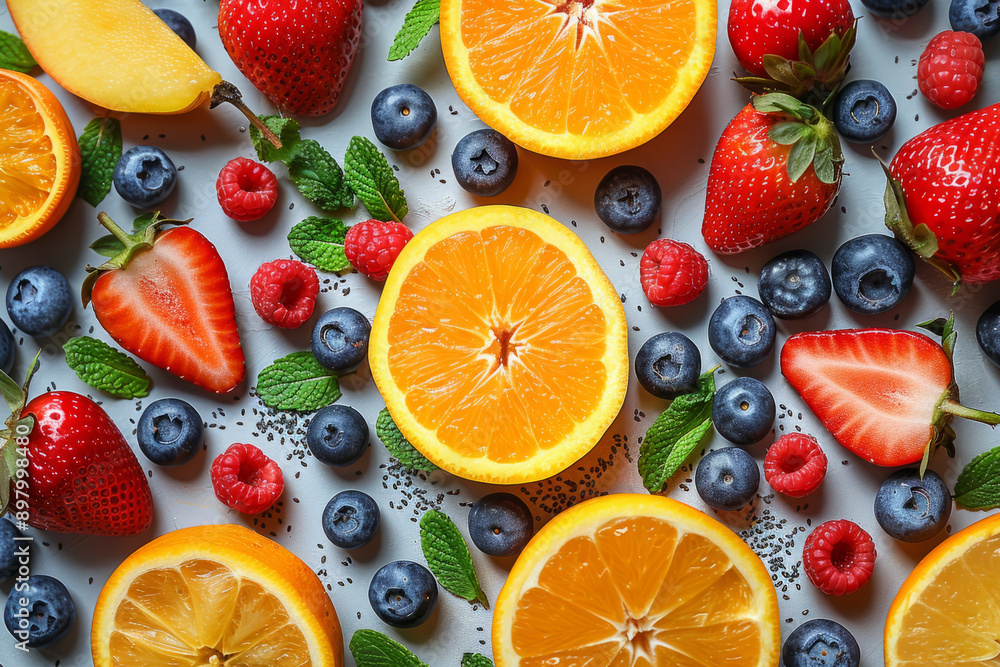 Fruits and berries, strawberries. AI generation Fruits and berries, strawberries. AI generation