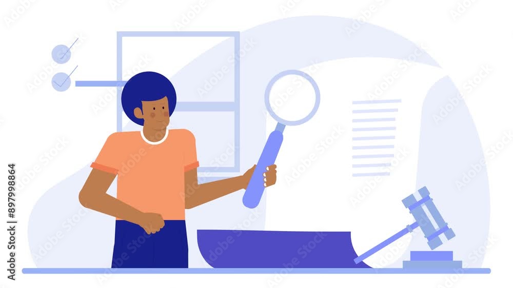 a student checking legal paper illustration animated video