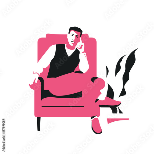 Thoughtful man sitting in a chair