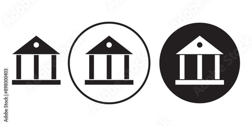 bank building vector icon Silhouette set, Bank Government Courthouse Architecture simple land mark. museum, university icon, academic institute university stock vector,