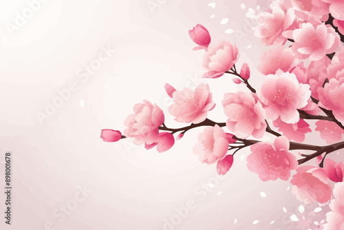 Cherry blossom branch with pink flowers