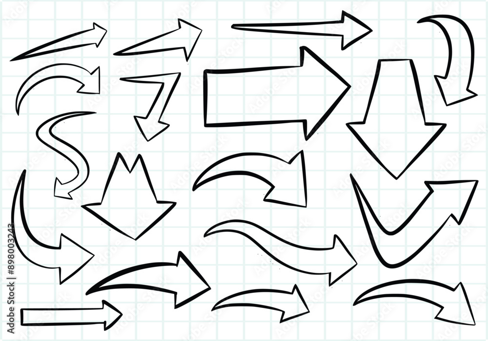 Hand draw directional arrows set sketch design Hand draw directional arrows set sketch design