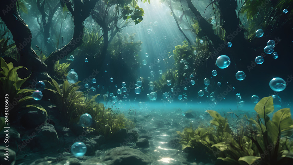 Underwater bubbles background with a light blue gradient Underwater bubbles background with a light blue gradient