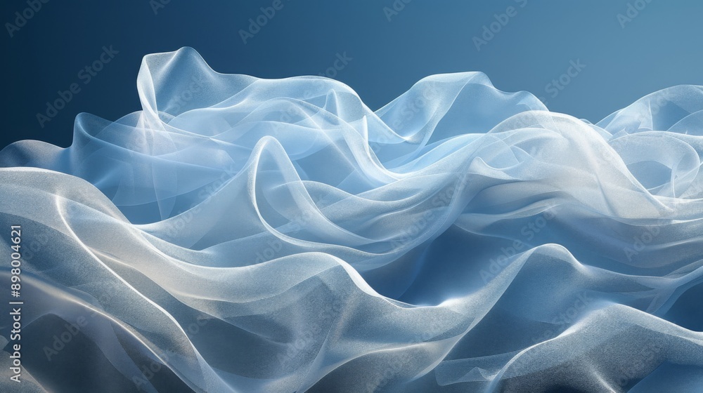 Obraz premium Abstract Blue and White Fabric Waves